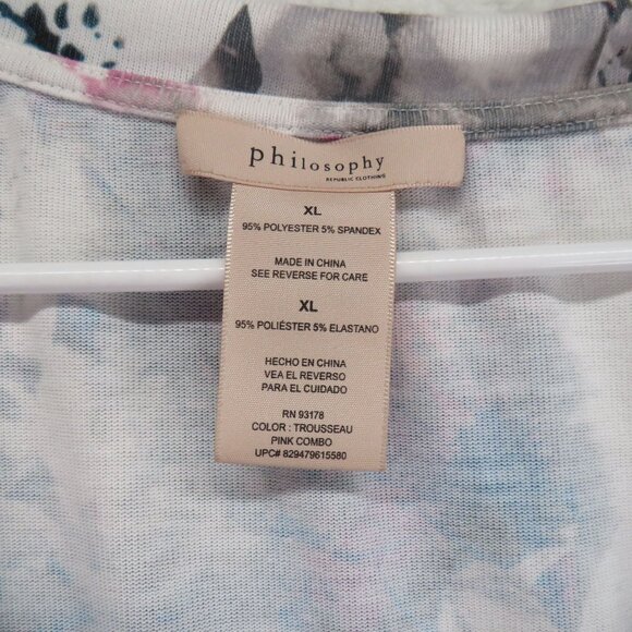 Philosophy Shirt Womens Size Extra Large Floral Asymmetrical Hem Tunic - Picture 4 of 9
